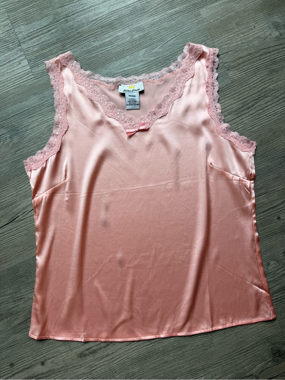Vintage Kathleen Kirkwood Pink Silk Lace Camisole Tank Top Women’s Medium
